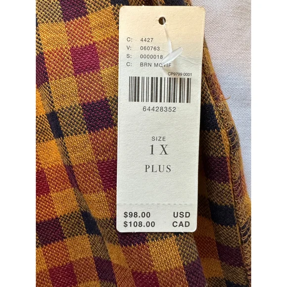 Women's Anthropologie Maeve Pants, 1X Plus, Brown Motif, Stretch Waist NWT - Picture 5 of 15